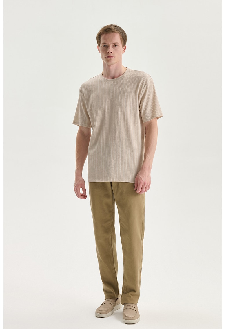 Tricou texturat cu dungi - Bej