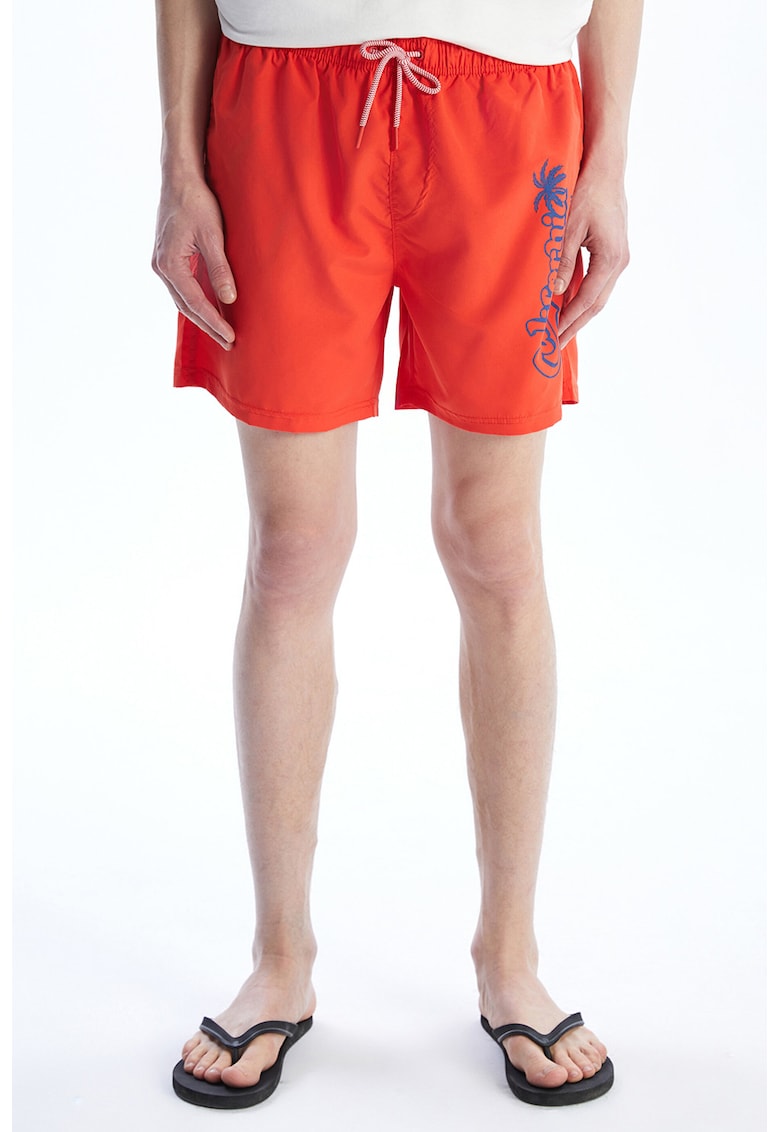 Pantaloni scurti de baie cu imprimeu California - Portocaliu neon
