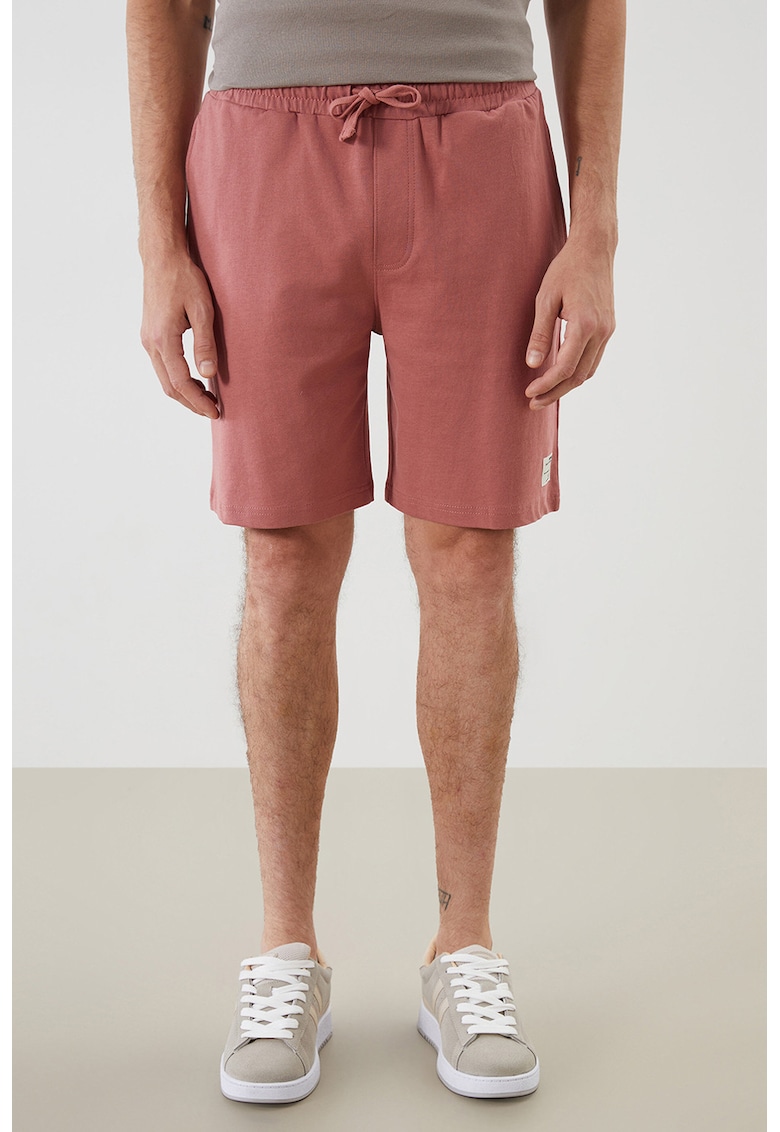 Pantaloni scurti de trening cu snur - Rosu stins