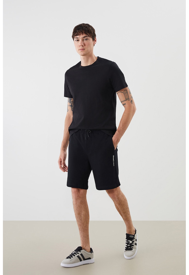 Pantaloni de trening bermude cu snur de ajustare - Negru