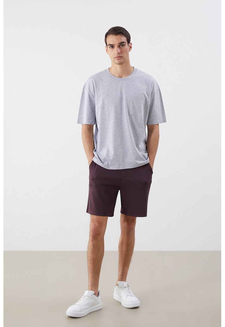 Bermude pantaloni de trening cu snur de ajustare - Violet pruna