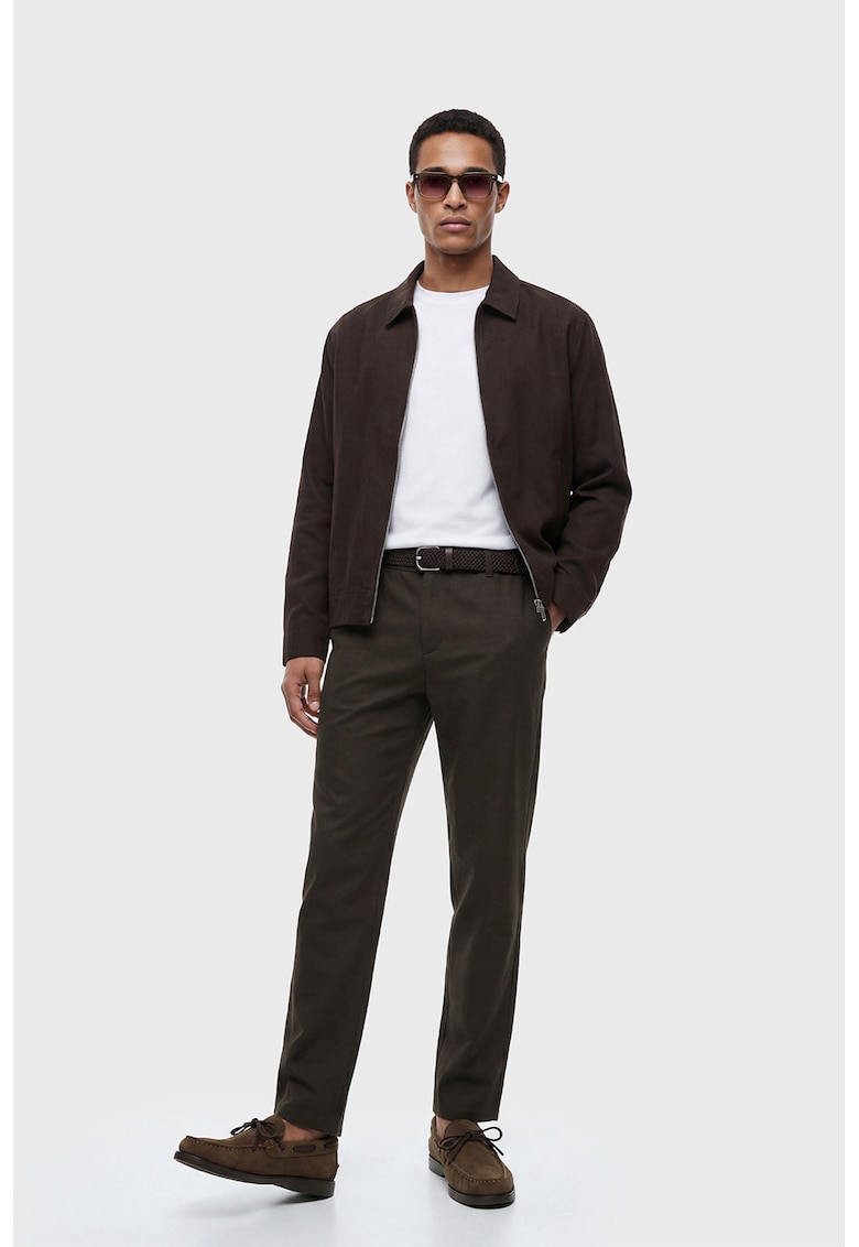 Pantaloni chino din bumbac cu model uni - Maro
