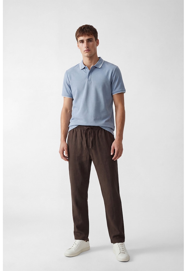 Pantaloni din bumbac cu talie ajustabila - Maro