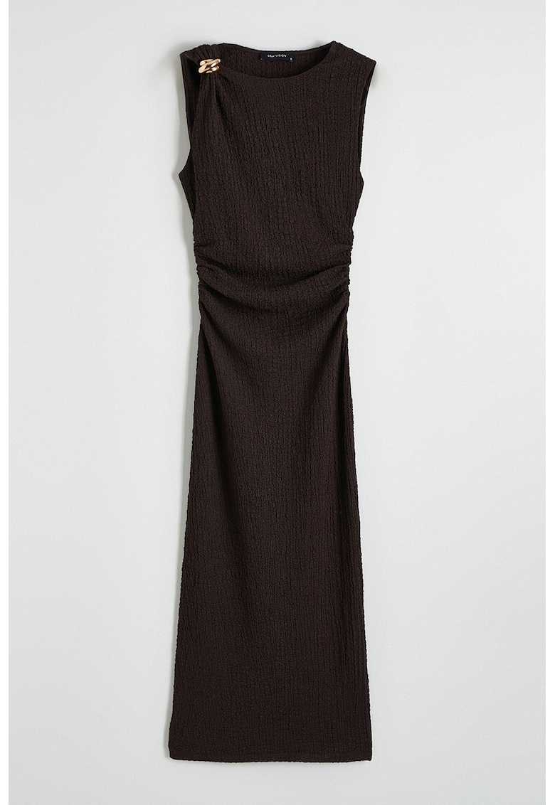 Rochie texturata fara maneci - Maro inchis