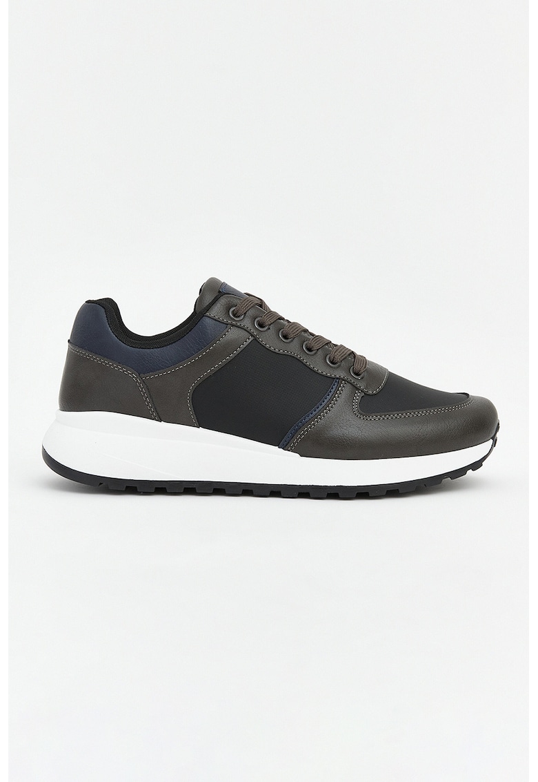 Pantofi sport din piele ecologica - Maro/Bleumarin