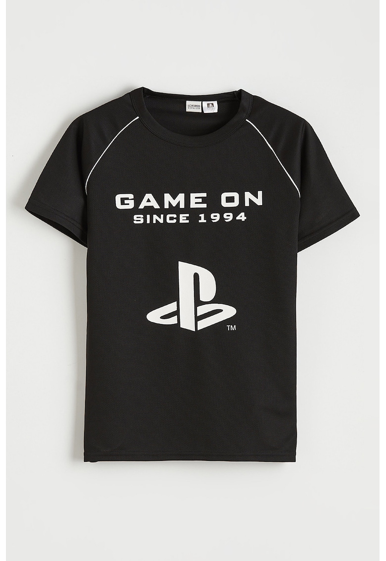 Tricou cu imprimeu PlayStation - Alb optic/Negru antracit