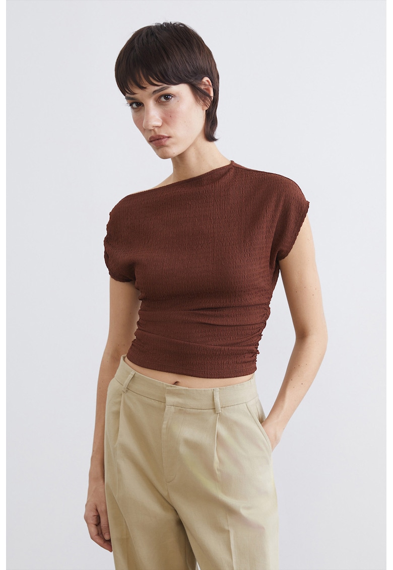 Bluza asimetrica extra slim fit - Maro cognac