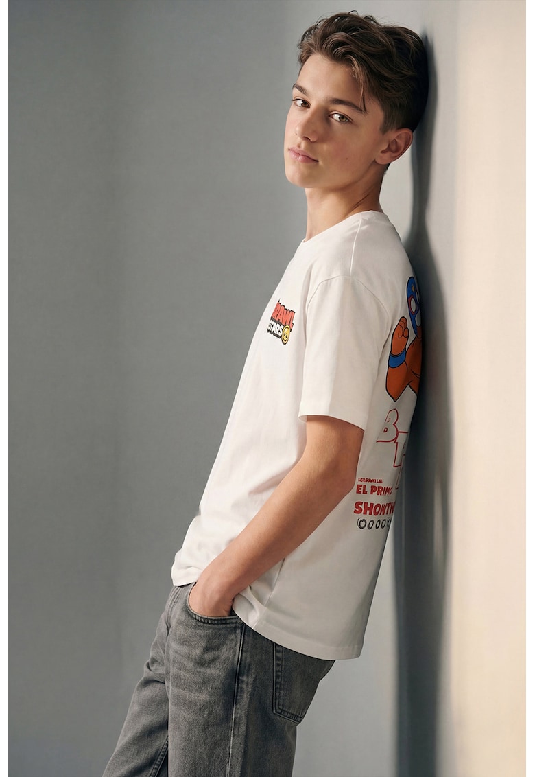Tricou din bumbac cu imprimeu Brawl Stars - Coral/Portocaliu mandarina/Albastru royal/Alb optic