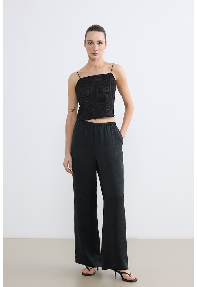 Pantaloni relaxed-fit cu banda elastica in talie - Gri carbune