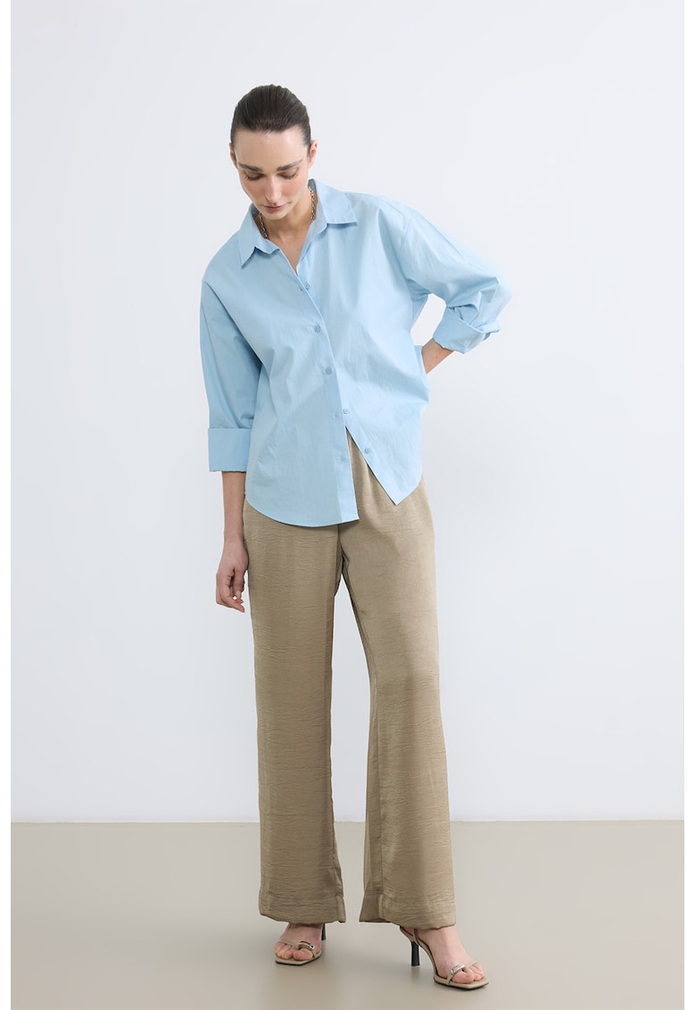 Pantaloni relaxed-fit cu banda elastica in talie - Grej