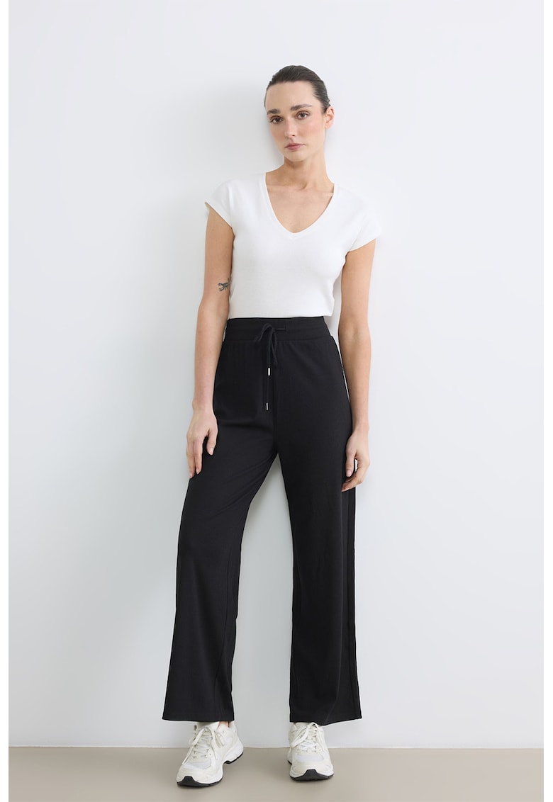 Pantaloni de trening cu croiala dreapta si talie inalta - Gri antracit