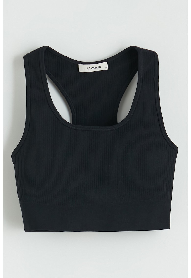 Top crop cu striatii - Gri antracit