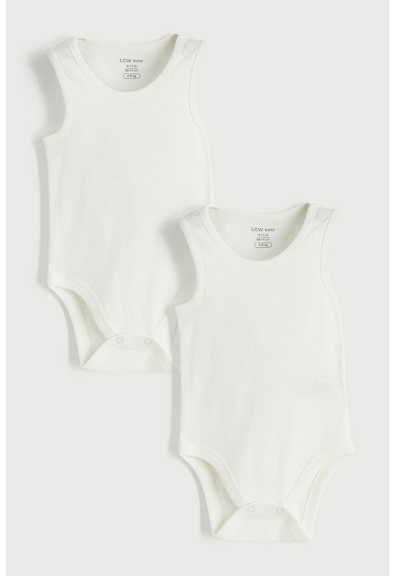Set de body-uri din bumbac - 2 piese - Alb