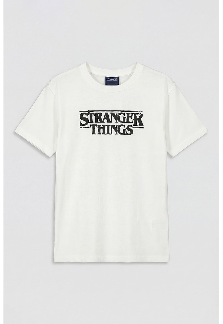 Tricou din bumbac cu imprimeu Stranger Things - Negru/Alb optic/Rosu vermillion