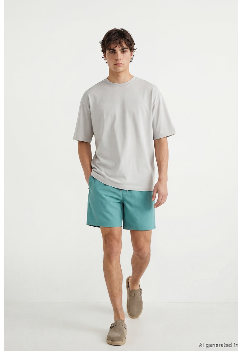 Pantaloni scurti de baie cu buzunare oblice - Turcoaz