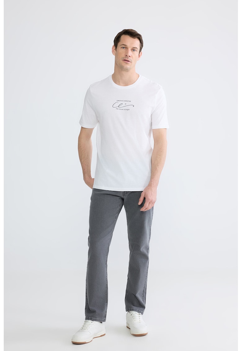 Tricou regular fit cu imprimeu - Alb/Negru stins