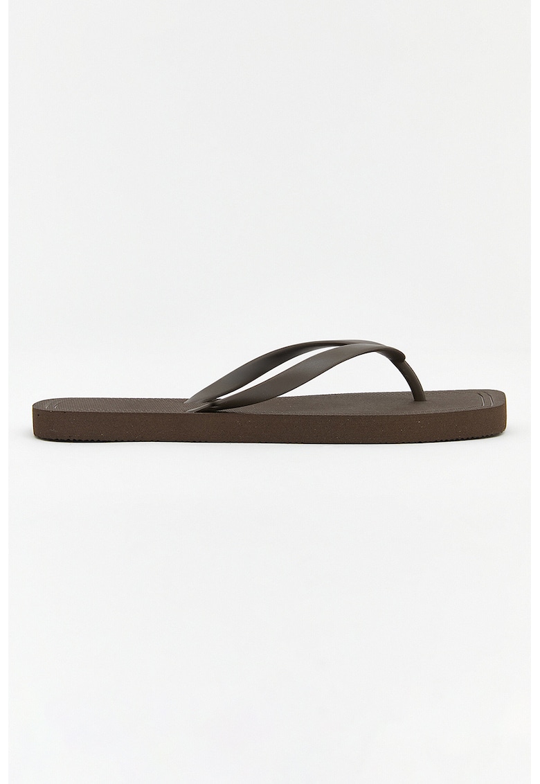 Papuci flip-flop cu varf rotund - Maro inchis