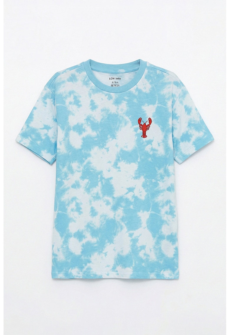Tricou din bumbac cu model - Alb/Albastru glaciar