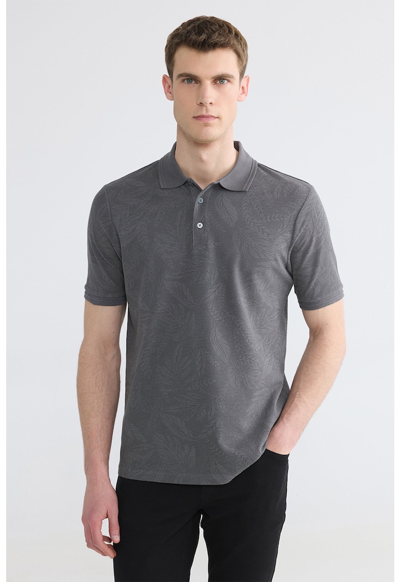 Tricou polo din bumbac - Gri antracit