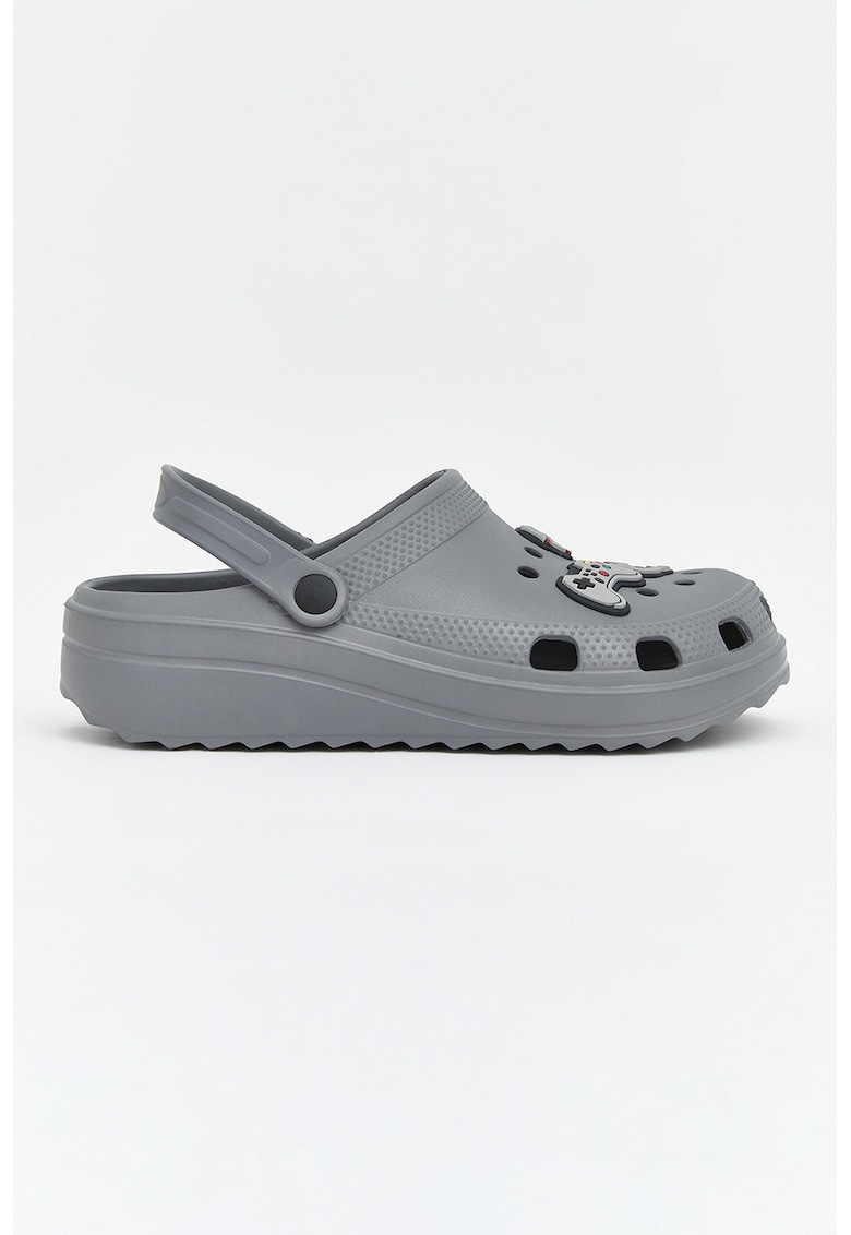 Saboti slingback cu aplicatii grafice - Gri