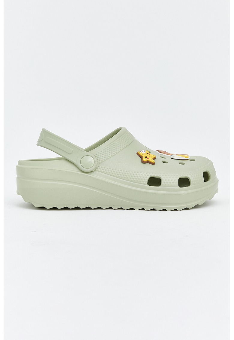 Saboti slingback cu talpa wedge - Verde deschis