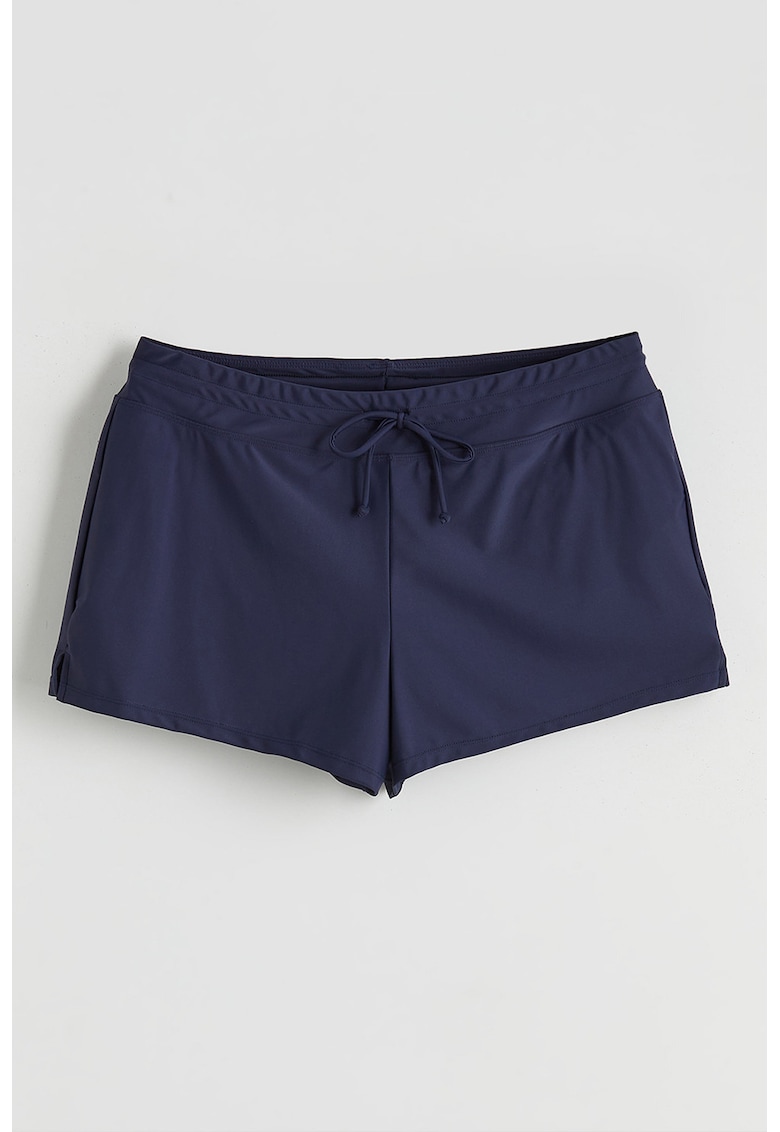 Pantaloni scurti cu captuseala incorporata si model uni - Bleumarin