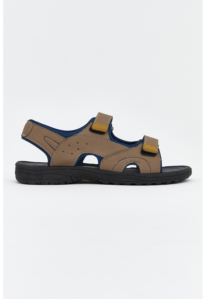 Sandale cu banda dubla cu velcro Steps - Maro deschis