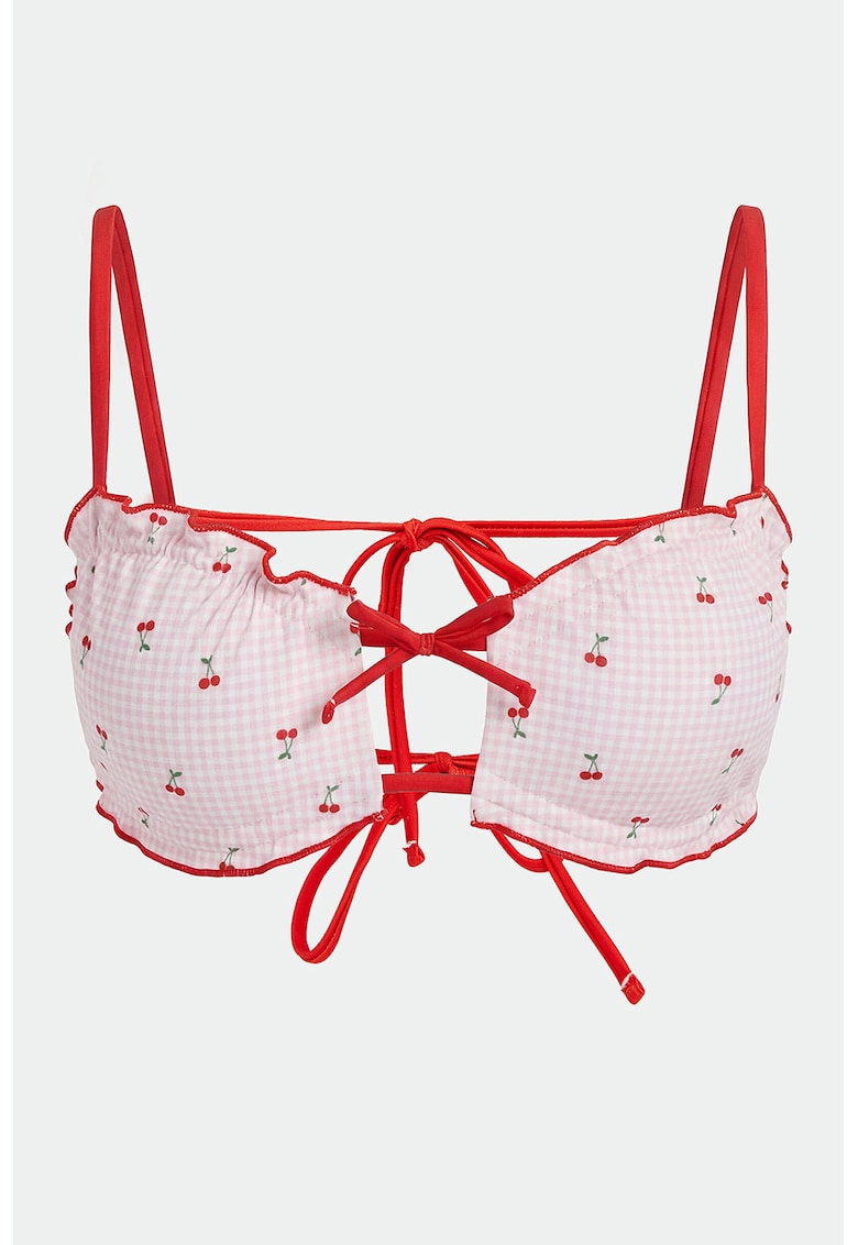 Sutien de baie cu model cirese - Rosu/Roz pal