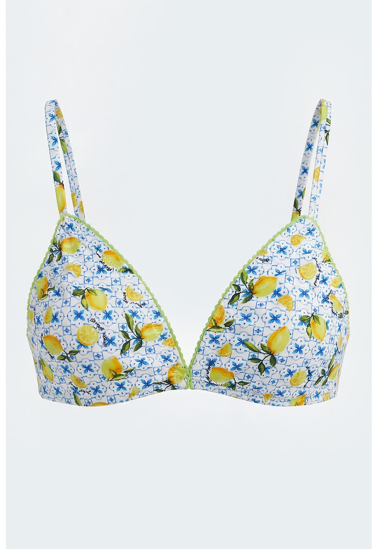 Sutien de baie cu model lamaie - Galben/Albastru