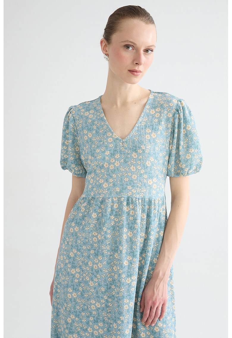 Rochie midi cu decolteu in V - Verde deschis