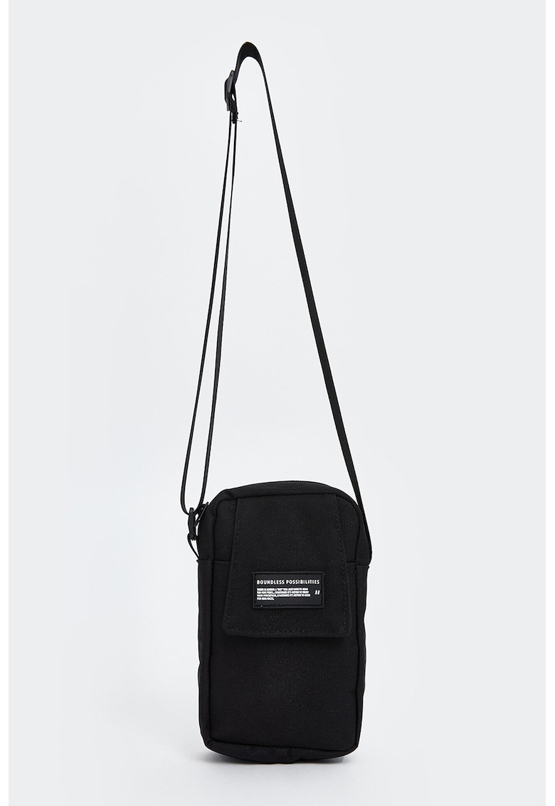 Geanta crossbody cu fermoar - Negru