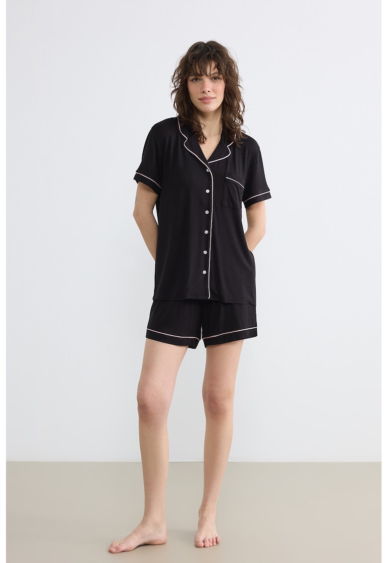 Pijama scurta cu model uni - Negru