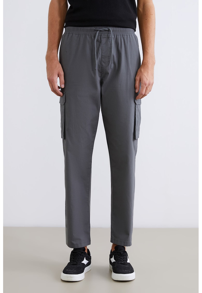 Pantaloni cargo lejeri cu snur de ajustare - Gri antracit
