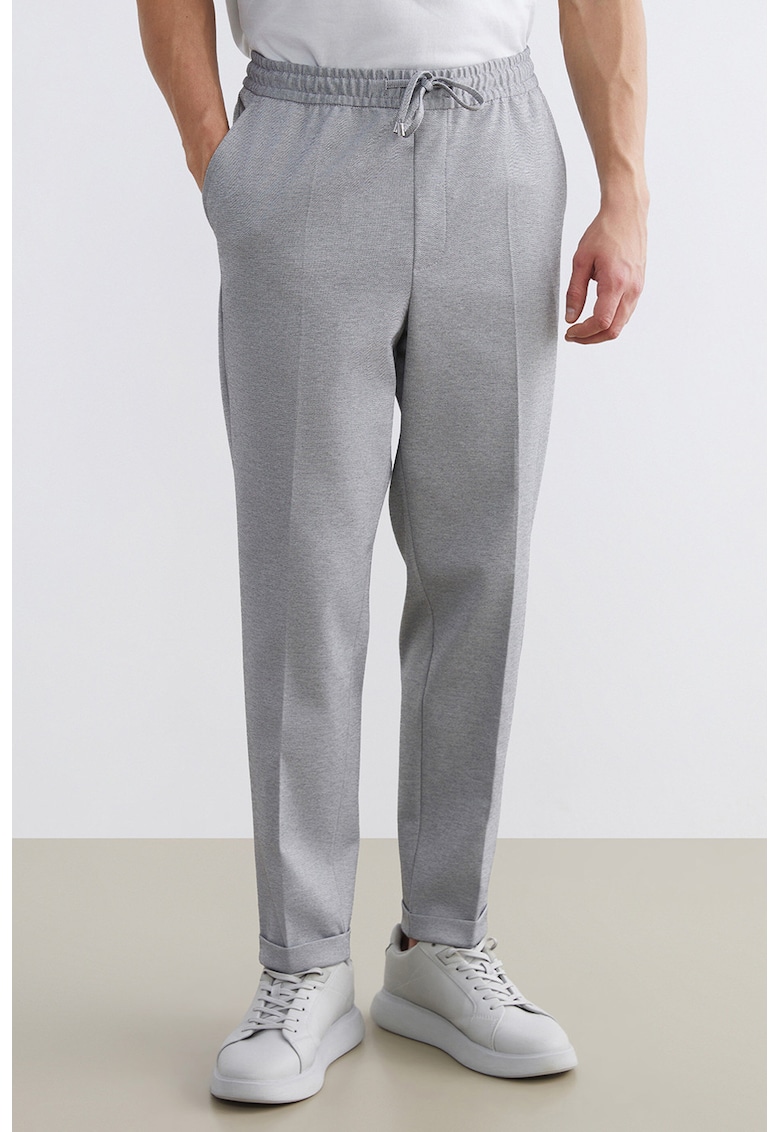 Pantaloni regular fit cu pensa - Gri