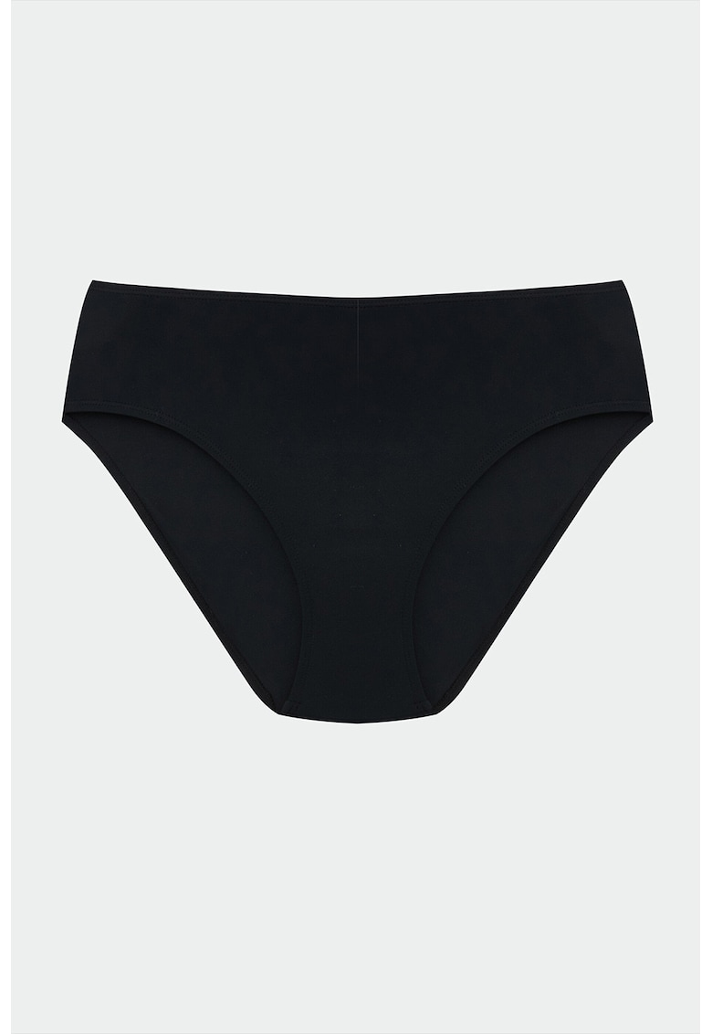 Slip clasic cu model uni si talie inalta - Negru