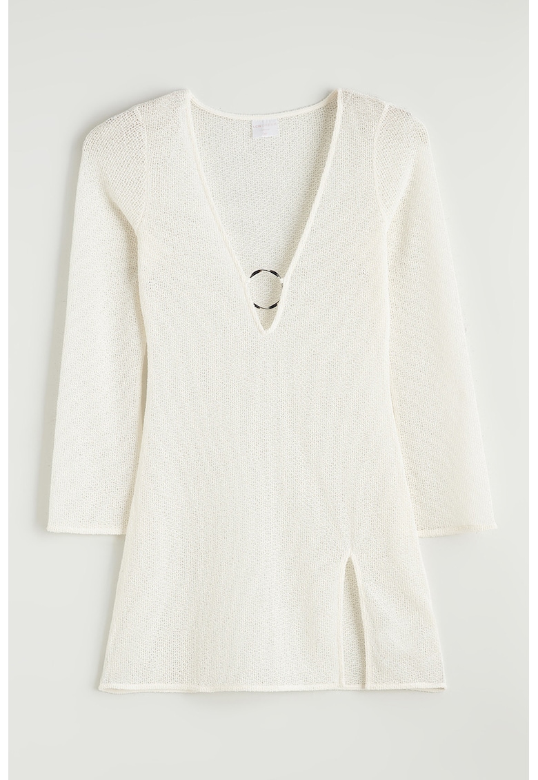 Rochie mini cu slit lateral - Alb murdar