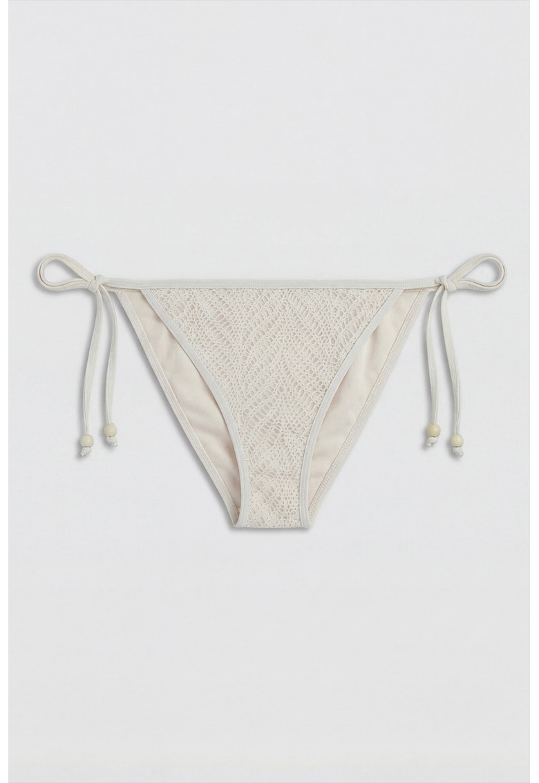 Costum de baie cu model uni si snururi de ajustare laterale - Gri deschis