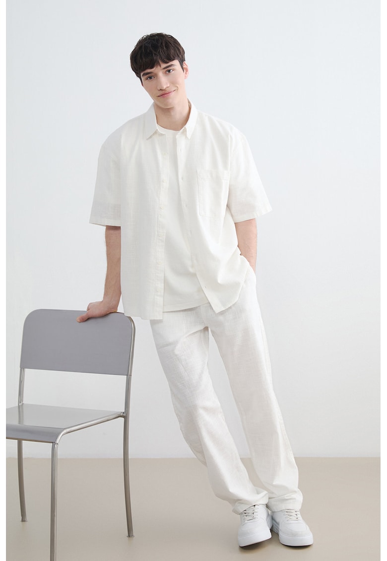 Pantaloni de bumbac cu talie ajustabila - Ecru