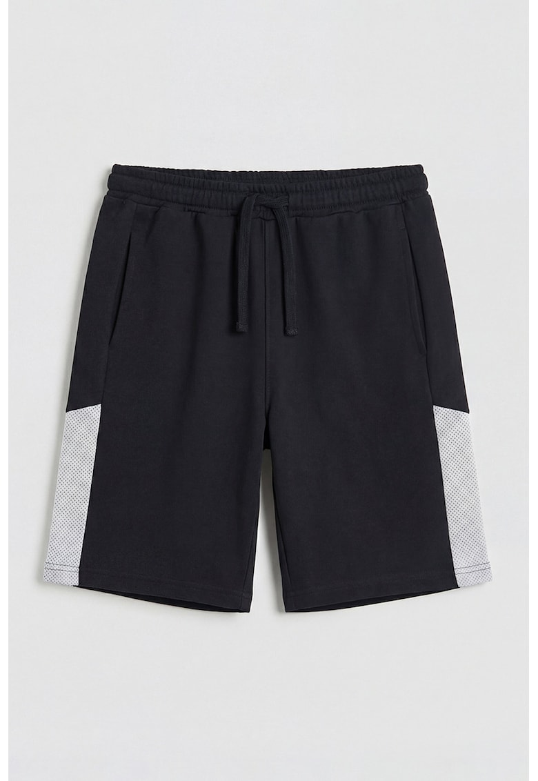 Pantaloni scurti cu snur in talie - Negru/Gri deschis