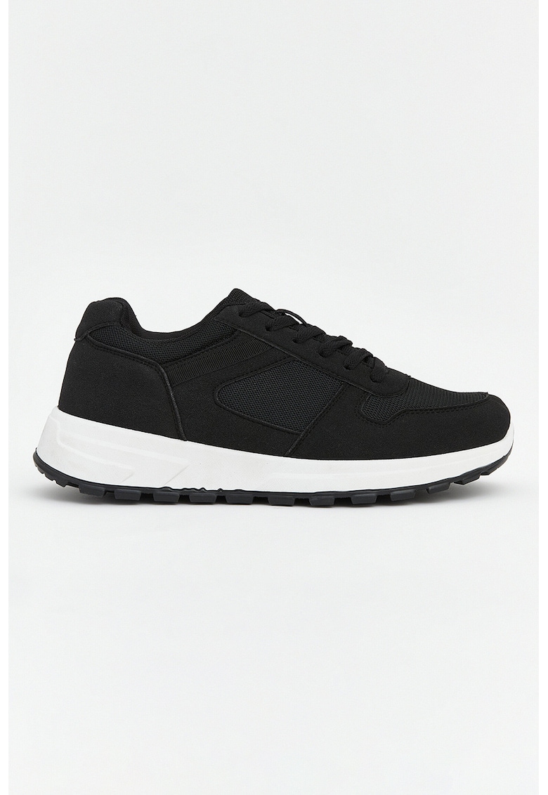 Pantofi sport low-cut din material textil - Negru