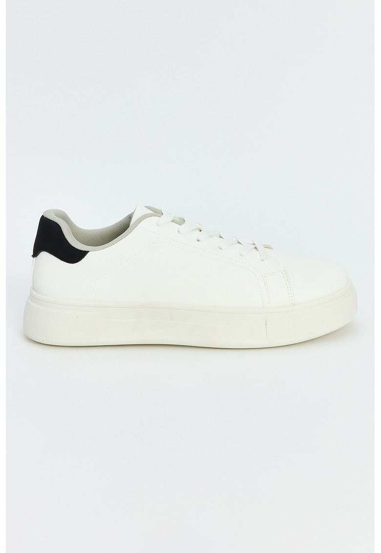 Pantofi sport uni de piele ecologica - Alb