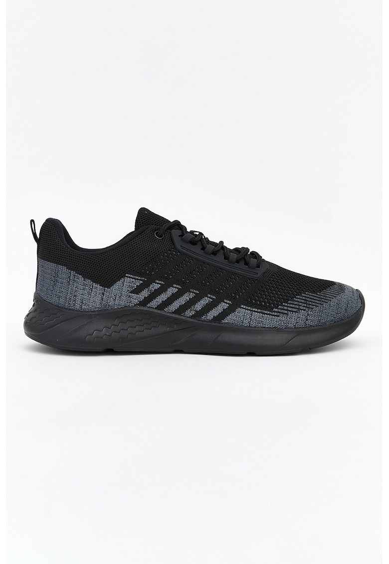 Pantofi sport low-cut din material textil - Negru/Gri melange