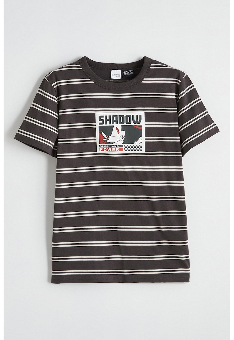 Tricou din bumbac cu dungi - Alb/Negru stins