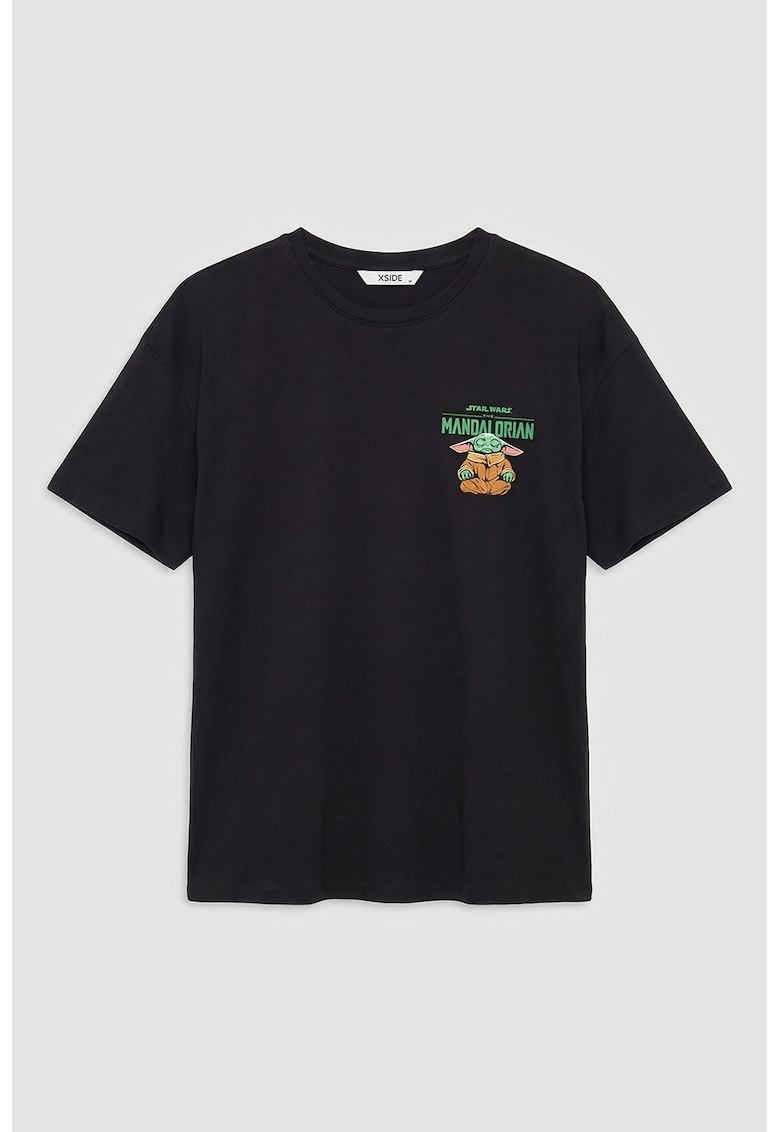 Tricou lejer cu model tematic The Mandalorian - Verde/Negru/Portocaliu persan