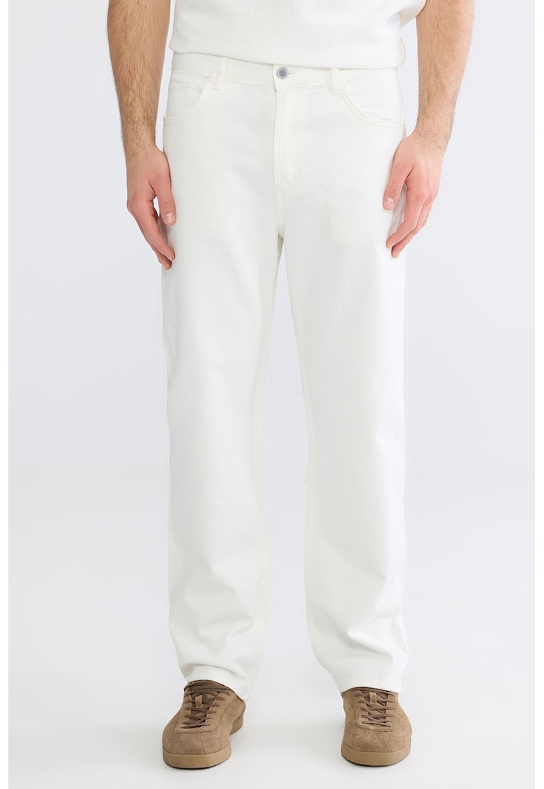 Blugi baggy cu buzunare - Alb