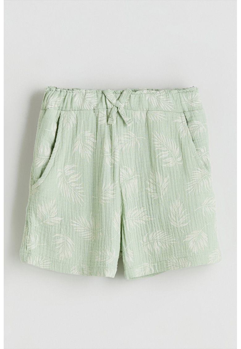 Pantaloni scurti lejeri din bumbac cu imprimeu - Verde pal