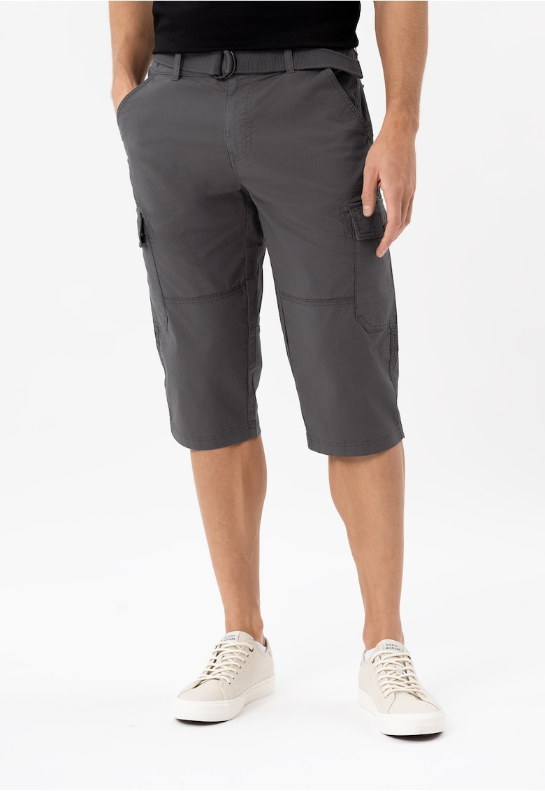 Pantaloni scurti cargo din bumbac - cu cordon - buzunare - Comfort Fit - P-Ergs - grafit - Gri grafit