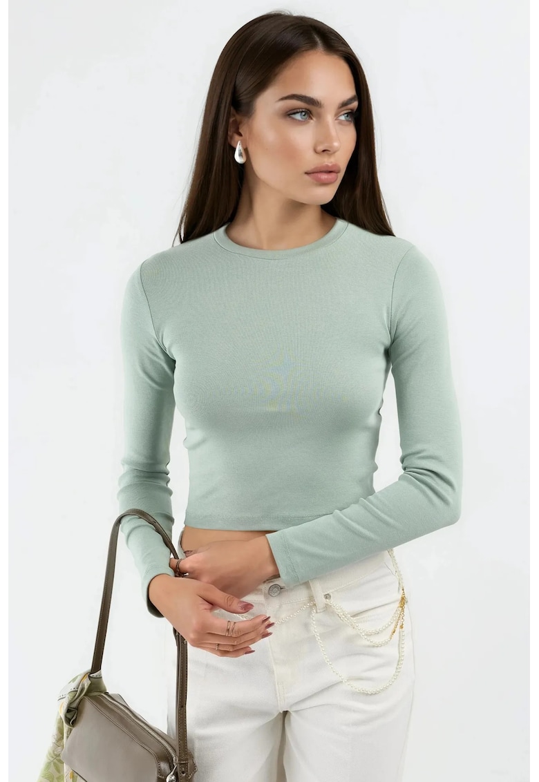 Bluza dama - Bumbac/Elastan - Slim fit - Verde salvie