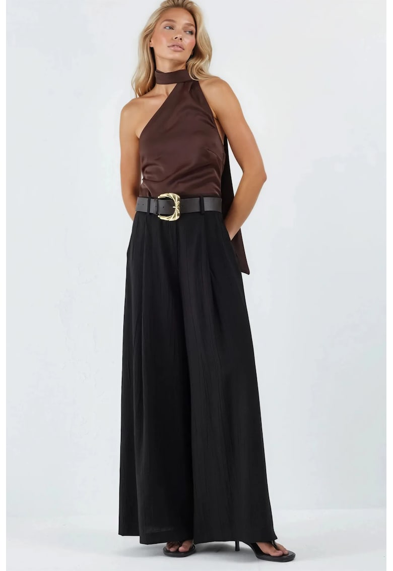 Pantaloni dama talie inalta - negru - poliester