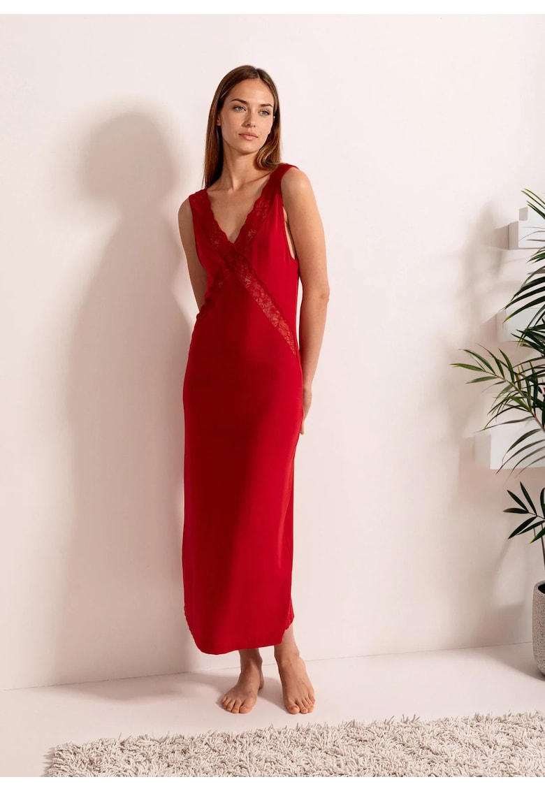 Camasa de noapte XS - lunga - rosie - material modal